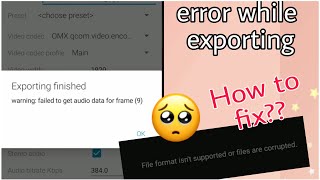 error while exporting video in avee player // How to fix error 