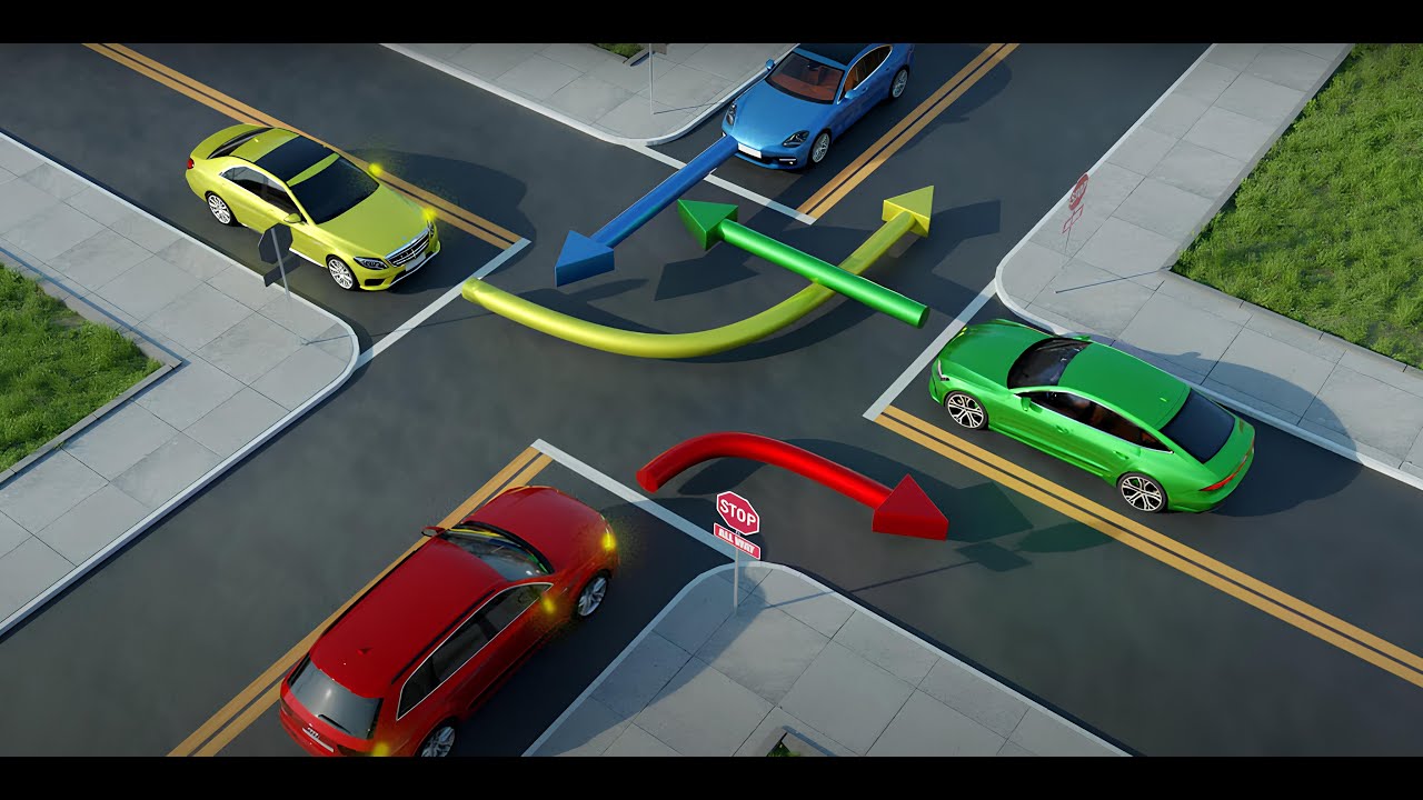 Master The Rules Of 4 Way Intersections In 120 Seconds!