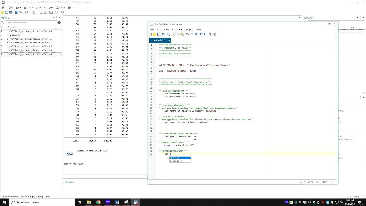 STATA Training 2 - YouTube