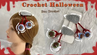 Crochet Hair Clips  Crochet Halloween  Crochet Eyeball