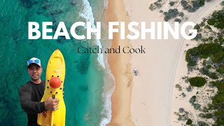 Solo BEACH Fishing , RC Boat CATCH and COOK