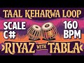 Taal Keherwa Loop with Variations | 160 BPM | C# Kali 1 | Bhajans, Songs #rhythm #riyazwithtabla