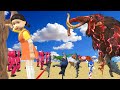 Animals Plays Squid Game Red Light Green Light Save Cow vs Gorilla vs Tiger vs Sonic Vs Mammoth