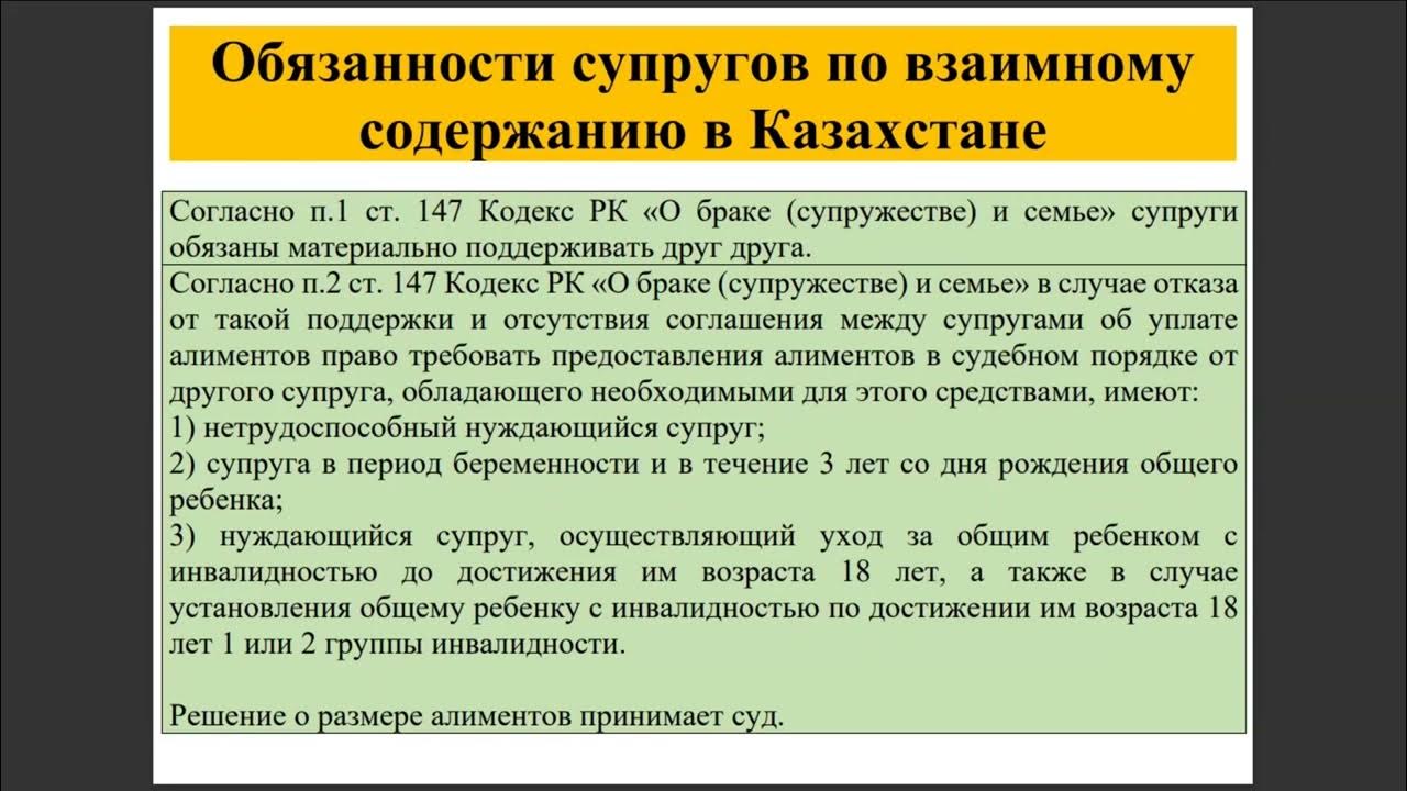 Обязанности бывших супругов по взаимному содержанию