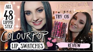 ALL 48 COLOURPOP LIPPIE STIX LIP SWATCHES | Lipstick Try On Review | Cruelty-Free