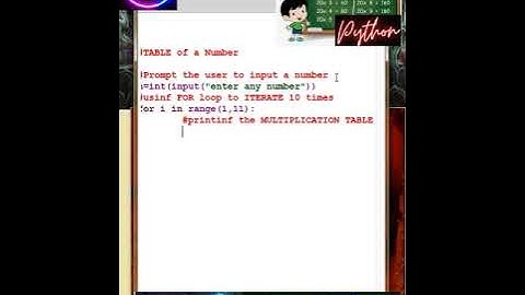 🐍 🍫𝖙𝖆𝖇𝖑𝖊 𝖔𝖋 𝖆 𝖓𝖚𝖒𝖇𝖊𝖗 🐍 🍫#Table in Python | Multiplication Table in Python #shorts #codeing #freefire