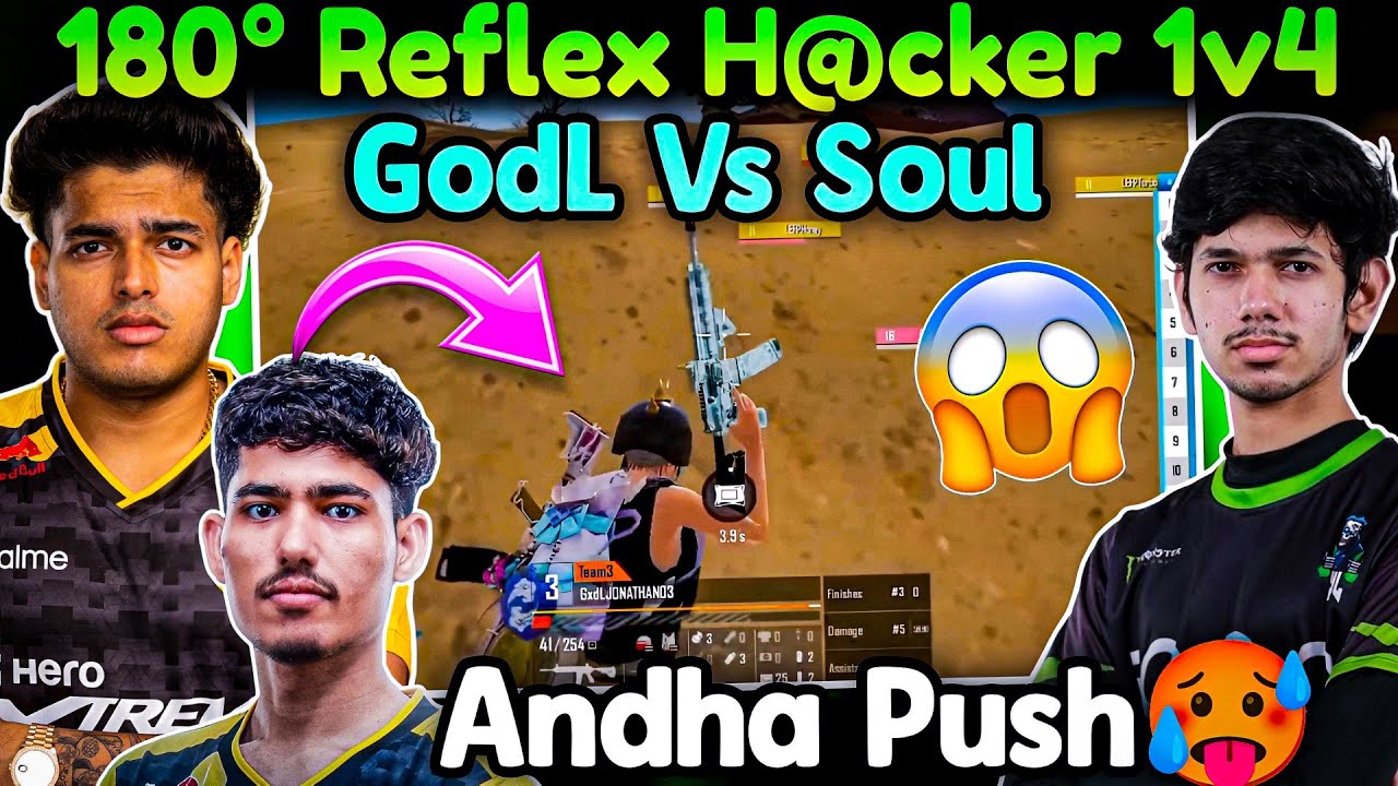 GodZ 180° Reflex 1v4💀🥶 Andha Push🔥 GodLike vs Soul🥵
