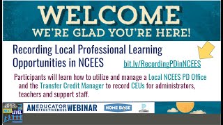 Recording Local Professional Learning Opportunities in NCEES