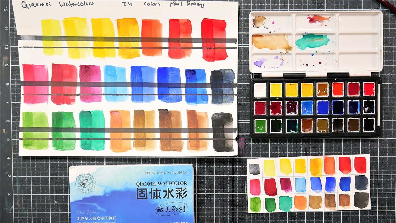 Paul Rubens Watercolor Review - Lightfast Tests, Tubes, Half Pan Sets