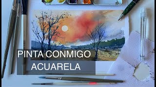 Cómo pintar un atardecer impactante / acuarela / watercolor sunset