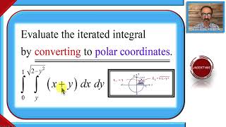 Calculate the iterated integral by converting it to polar coordinates.