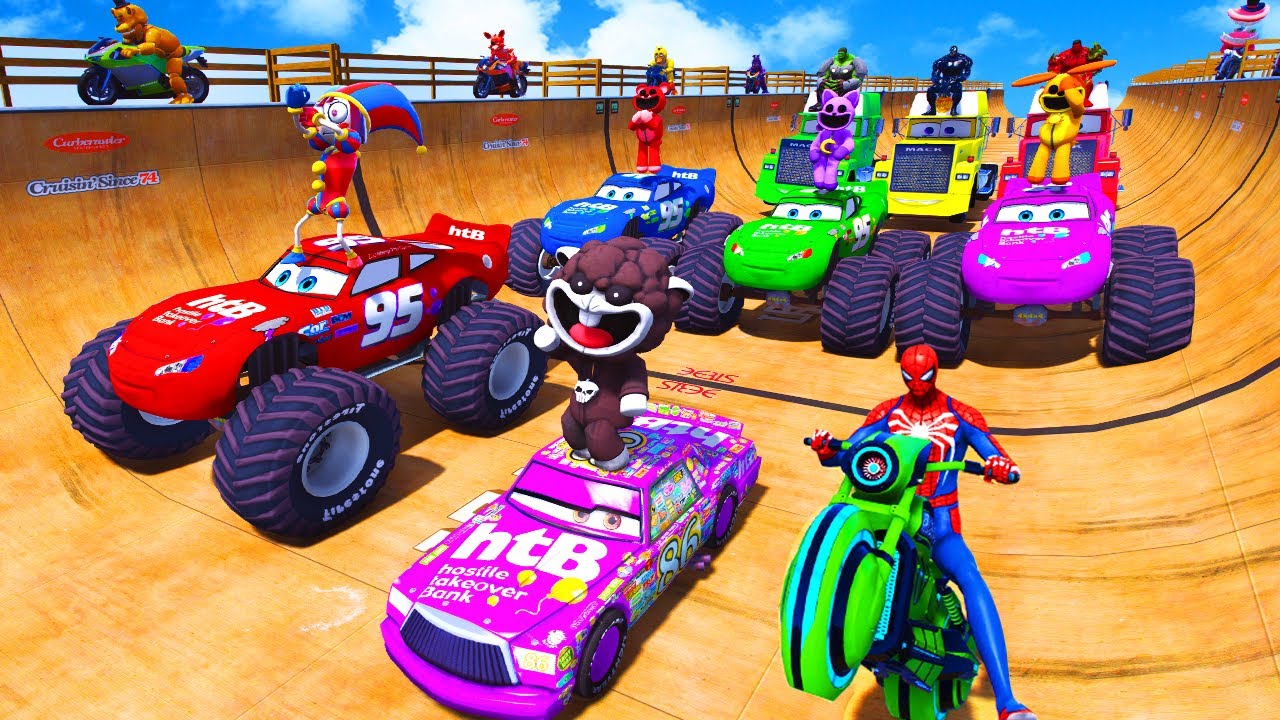 GTA V Epic New Stunt Race For Car Racing Challenge by Spider-Man and Venom