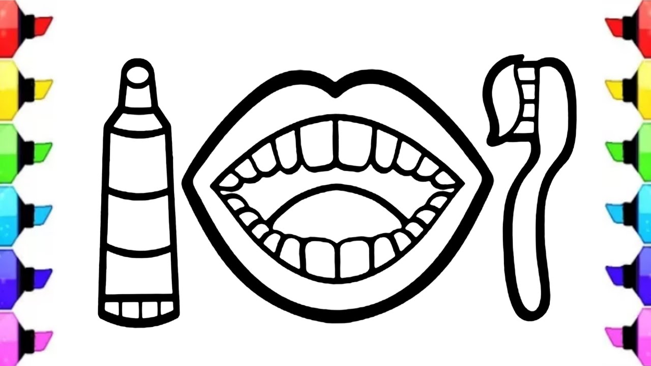 Toothbrush and Toothpaste Drawing Easy | Drawing and Coloring for Kids and Toddlers | Let's Learn