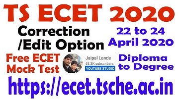 TS ECET 2020 EDIT OPTION date @ 22-04-2020  | ECET mock test | Diploma to Degree