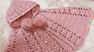 حصري بونشو شال كروشيه دائري او بورنوس   لأي مقاس مع ايس كاب.cape ou ponchoo... crochet ponchoo