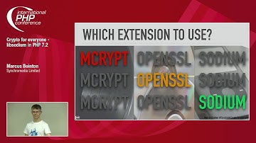 Crypto for Everyone – Libsodium in PHP 7.2 | Marcus Bointon | IPC 2018