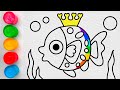 Drawing and coloring cute fish for kids &amp; toddlers