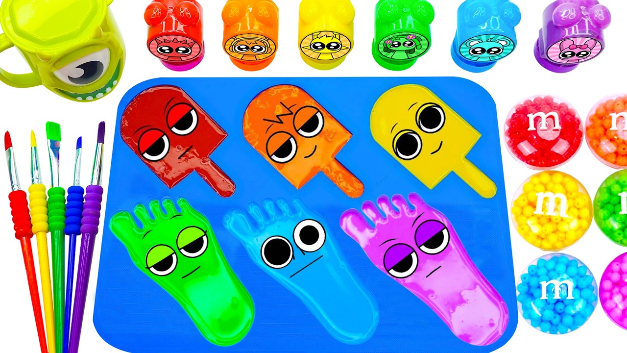 Video Menyenangkan 💖 Membuat DIY Bentuk Biru 6 Bintang DENGAN 6 Botol Slime Pelangi Lucu ASMR