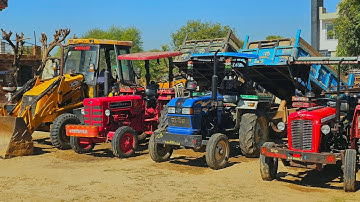 JCB 3dx Eco Backhoe Machine New Holland Eicher Mahindra Swaraj Kubota Loaded Tractor Stuck in Mud