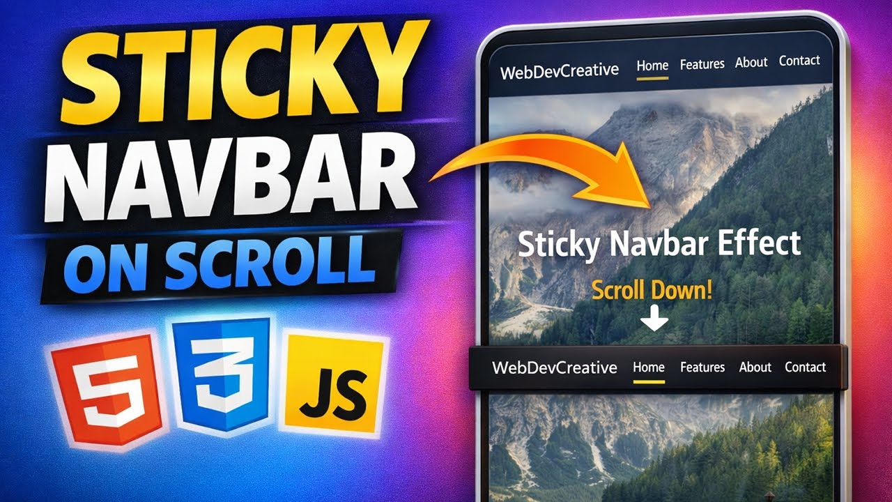 How to Build a Sticky Navbar on Scroll (HTML CSS JS) - YouTube
