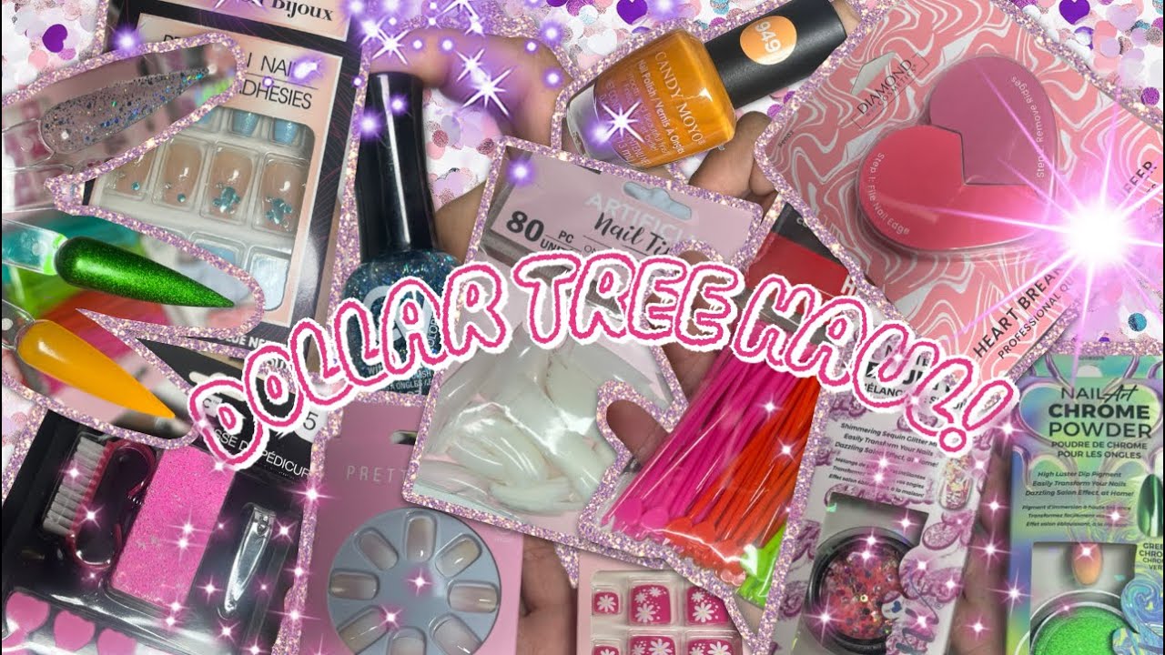 Dollar Tree Nail Haul ($1 Nail Supplies) Cheap Nail Supplies! Glitter, Charms, Press On’s & MORE