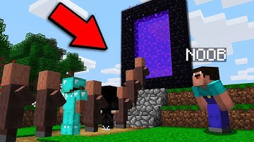 Minecraft PE : QUEUE VILLAGER on SECRET PORTAL! NOOB vs PRO vs HACKER vs GOD in Minecraft Animation!