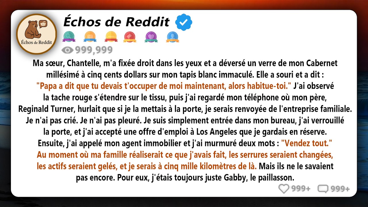 Mon père m'a dit : « Si tu n'héberges pas ta sœur, je te renvoie de l'entreprise. » J'ai répondu...
