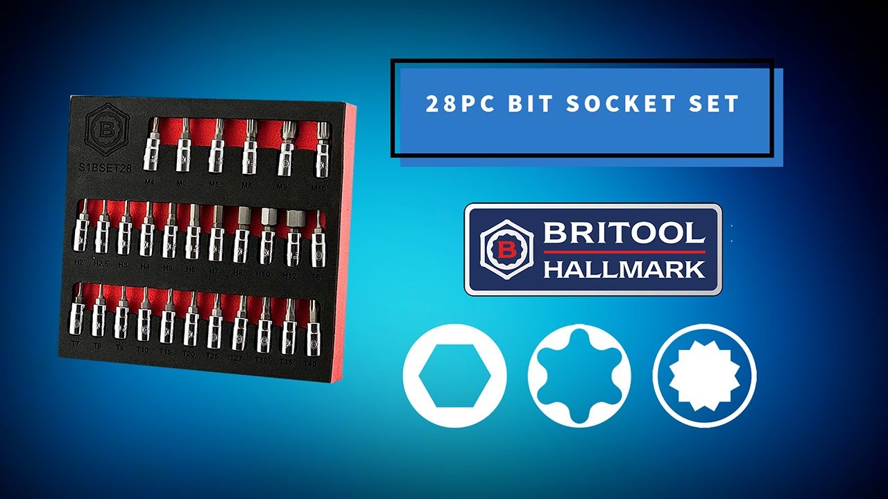 Britool Hallmark Hex, Torx and Spline Bit Socket Set - S1BSET28