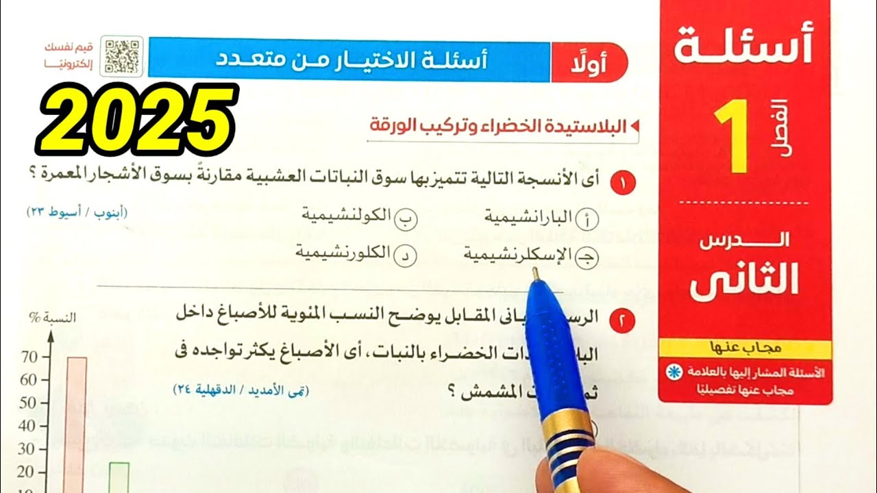 حل أسئلة تابع التغذية الذاتية احياء ثانية ثانوى الترم الأول 2025