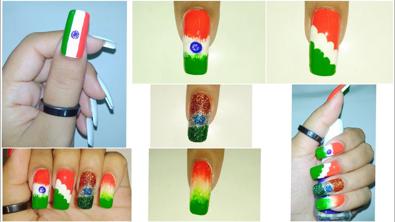 5 easy Flag nail art ideas🇮🇳🇮🇳💡💅🏻💅🏻💅🏻#independence  day#viral#youtube video #madhavi'sbeautysecrets - YouTube