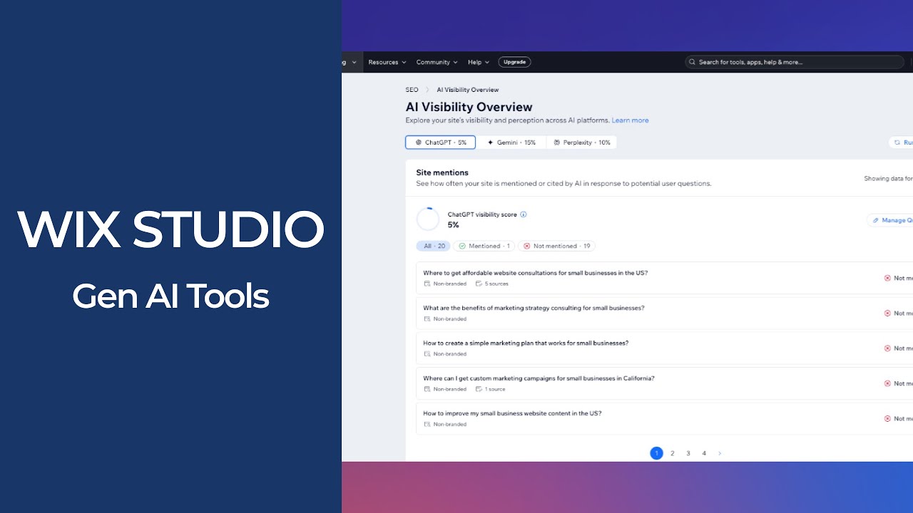Wix Studio | Generative AI Visibility Tools & AI Search Lab - YouTube