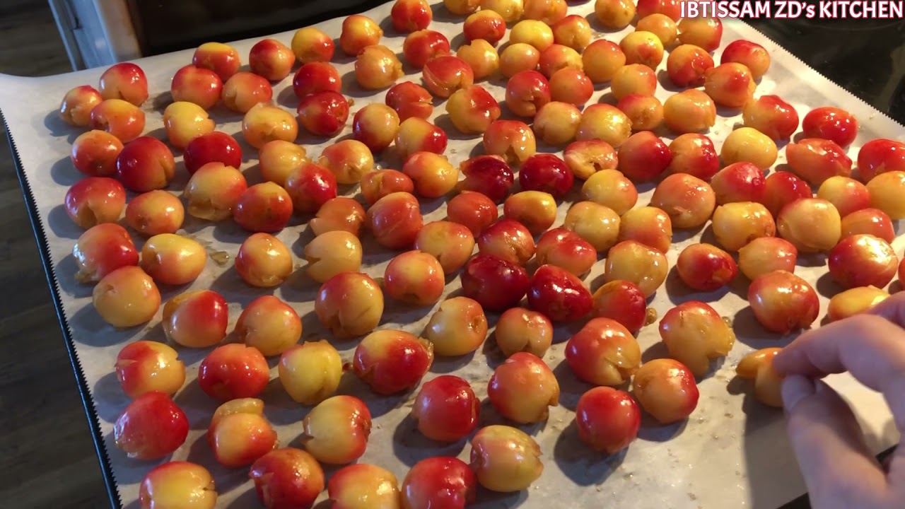 كيفية تجفيف الكرز 🍒بطريقتين، بالفرن وتحت أشعة الشمس Two ways to dry cherries 🍒