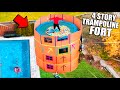 24 HOUR 4 Story TRAMPOLINE Box Fort Challenge! 50FT Tall 📦😱