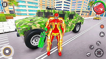 Flying Police Robot Fire Hero: Gangster Crime City | Android iOS Gameplay