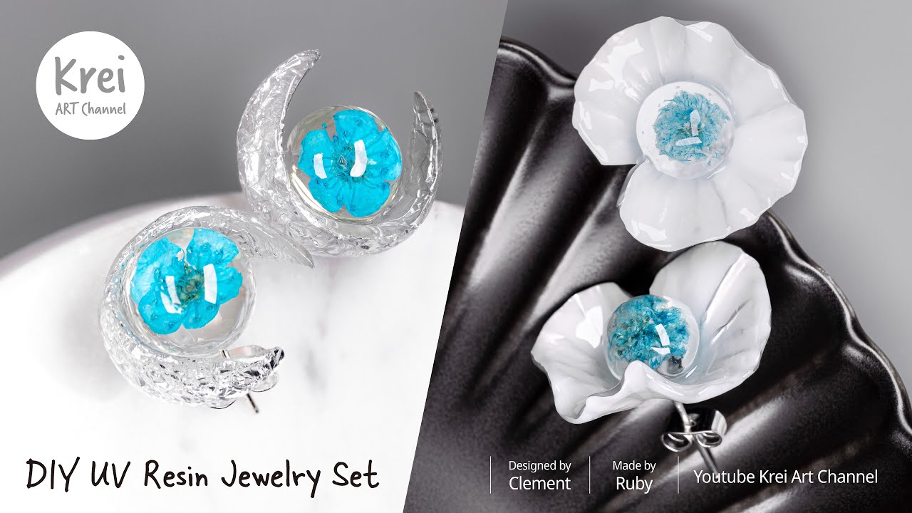 【UVレジン】レイクブルーのドライフラワージュエリーコレクション〜♪ UV Resin-Lake Blue Dried Flower Jewelry collection!!