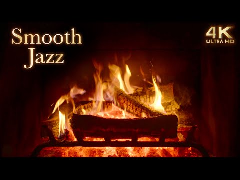 Crackling Fireplace x Smooth Jazz Music Ambience - 4K Cozy Night Jazz Ambience