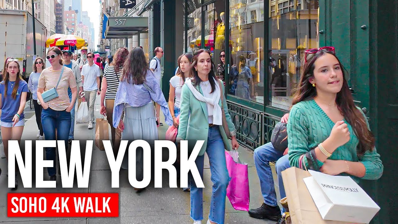 НЬЮ-ЙОРК 🇺🇸 От СоХо до Вест-Виллидж | Чугунные улицы, Бродвей и очарование NYC | Пеший тур 4K