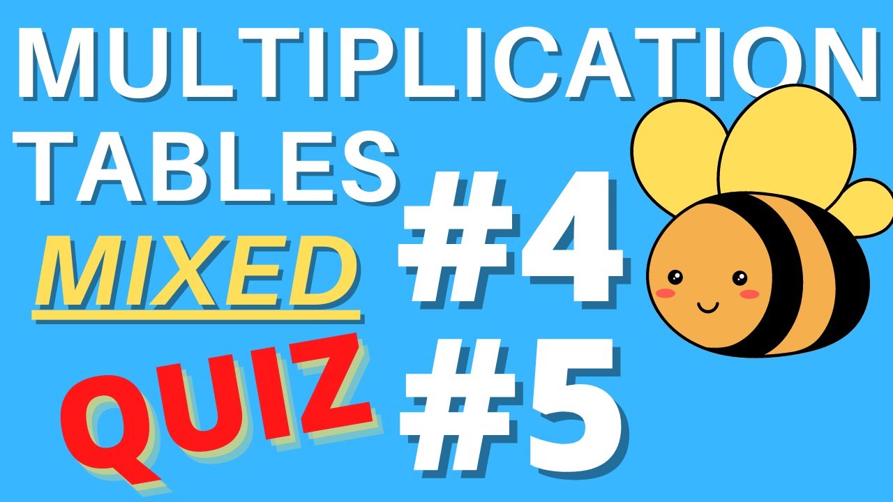 MATH: MIXED Multiplication Tables 4 - 5 RANDOM Practice Quiz For 1st - 2nd Grade For Kids & Adults