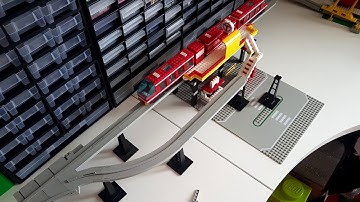 Lego monorail stations with 4DBrix small diagonal tracks