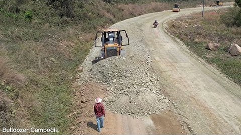 Incredible!! Powerful Team Bulldozer Shantui Working Push Clearing The Gravel Make New On The Way