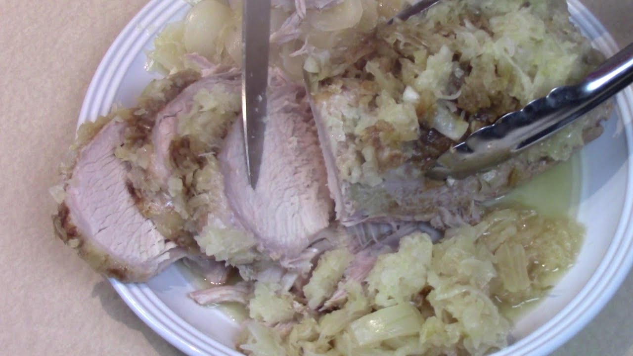 Pork and Sauerkraut with Onion Soup Mix and Mashed Potatoes - Slow ...