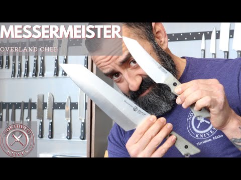 Taq admires Messermiesters new Overland Chefs knife and Utility Knife