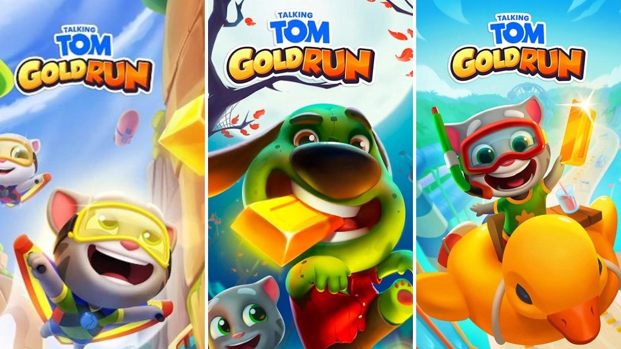 Talking Tom Gold Run Street Jam - Pirate Ginger vs Super Ginger vs Farmer Ginger (iOS Android)