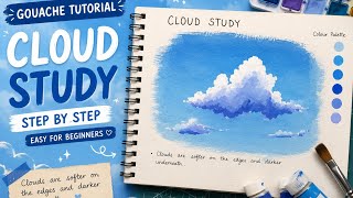 Ghibli-Inspired Cloud Study ☁️ | Easy gouache Painting Tutorial | Soft & Dreamy Sky screenshot 5