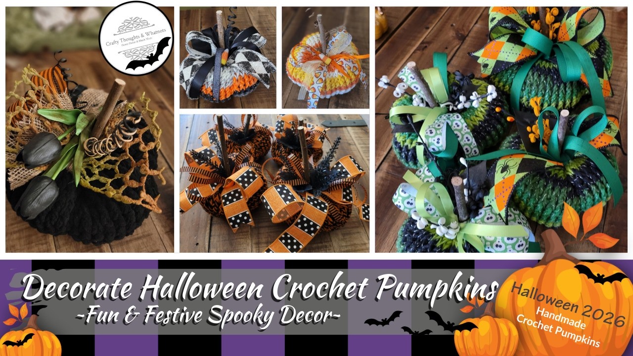 Decorating Halloween Crochet Pumpkins | Spooky Dark Garden