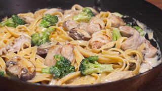 10-Minutes One Pan Pasta! White Sauce Chicken Pasta without Cream