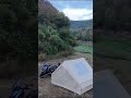Morning Coffee by the Stream 🌊 | Inflatable Tent Solo Motorcycle Camp #keşfet #dog #nature