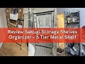 Review Sakugi Storage Shelves Organizer - 5 Tier Metal Shelf Organizer with Metal Wheels and Adjusta