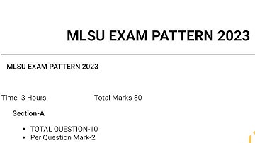 mlsu exam pattern 2023 | mlsu exam 2023 | mlsu exam paper pattern 2023 | mlsu paper pattern 2023