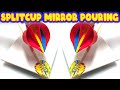 Splitcup chopsticks mirror pouring technique  with red blue and yellow colors